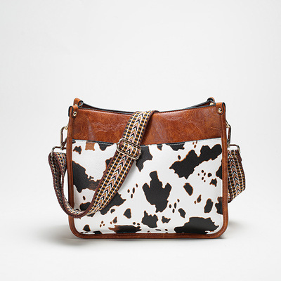 New Women's Bag Fashion Cow Pattern Shoulder Bag Brown