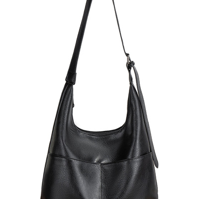 Women vegan leather top handle shoulder purses and handbags black - Thumbnail 5