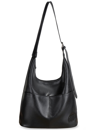 Women Vegan Leather Top Handle Shoulder Purses and Handbags Black