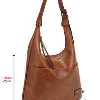 Women Vegan Leather Top Handle Shoulder Purses and Handbags Brown - Thumbnail 2