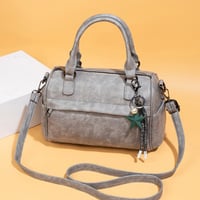 Handbags and Purses for women Vegan Leather Tote Bag for Women Satchel Shoulder Bags Travel Purse Grey - Thumbnail 1