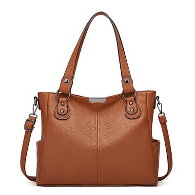 Handbags for women large designer ladies hobo bag bucket purse faux leather brown - Thumbnail 4