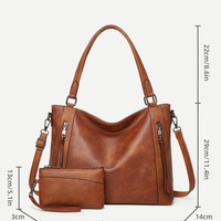 Tote Bag for Women Large Western Purse Ladies Top Handle Shoulder Handbags Two Piece Brown - Thumbnail 1