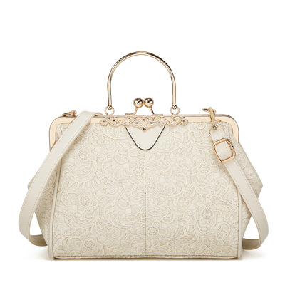 Fashion women's shoulder bag lace handbag white - Thumbnail 4