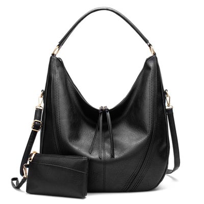 Women fashion handbags wallet tote bag shoulder bag two piece black - Thumbnail 5