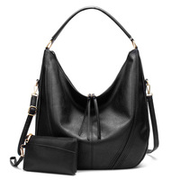 Women Fashion Handbags Wallet Tote Bag Shoulder Bag Two Piece Black - Thumbnail 1