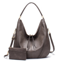 Women Fashion Handbags Wallet Tote Bag Shoulder Bag Two Piece Grey - Thumbnail 1