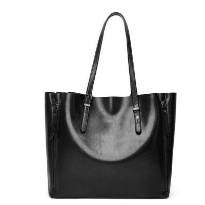 Women's soft faux leather tote bag purse handbags black - Thumbnail 3