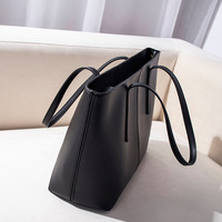 Women's Soft Faux Leather Tote Bag Purse Handbags Wallet Black - Thumbnail 1