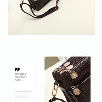 Women's Handbag With Crocodile Pattern Handbag, Three Compartment Small Bag Brown - Thumbnail 1