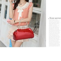 Womens Vegan Leather Handbags Tote Bag Shoulder Bag Red - Thumbnail 1