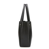 Women's Soft Faux Leather Tote Bag Purse Handbags Wallet Tote Shoulder Bag Black - Thumbnail 2