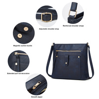 Women Vegan Leather Handbags Tote Purse Shoulder Bag Large Ladies Hobo Bags Blue - Thumbnail 1