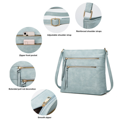 Women trendy vegan leather hobo handbags blue