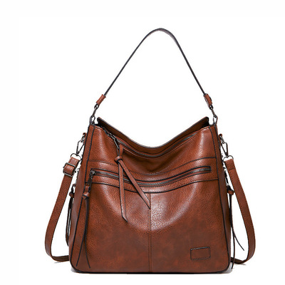 Women handbags large designer ladies hobo bag bucket purse faux leather brown - Thumbnail 3