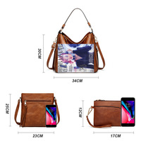 Women Fashion Handbags Wallet Tote Bag Shoulder Bag Top Handle Satchel Purse Set 3pcs Brown - Thumbnail 1