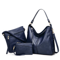 Women Fashion Handbags Wallet Tote Bag Shoulder Bag Top Handle Satchel Purse Set 3pcs Blue - Thumbnail 1