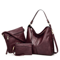 Women Fashion Handbags Wallet Tote Bag Shoulder Bag Top Handle Satchel Purse Set 3pcs Purple - Thumbnail 1