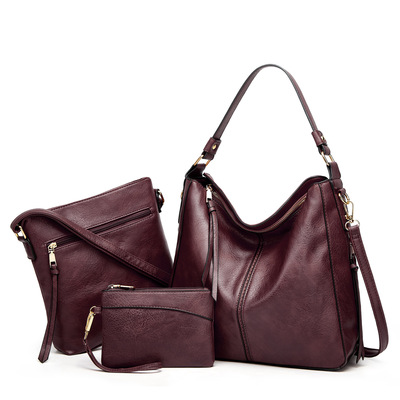 Women fashion handbags wallet tote bag shoulder bag top handle satchel purse set 3pcs purple