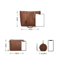 Women Fashion Handbags Wallet Tote Bag Shoulder Bag Top Handle Satchel Purse Brown - Thumbnail 1