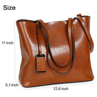 Women Tote Bag Handbags PU Leather Fashion Hobo Shoulder Bags Black - Thumbnail 1