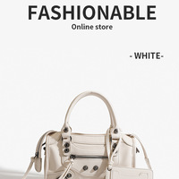 Women Vegan Leather Shoulder Tote Purse with Small Crossbody Bag White - Thumbnail 1