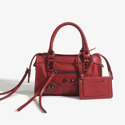 Women Vegan Leather Shoulder Tote Purse with Small Crossbody Bag Red