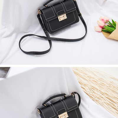 Women's vintage leather tote shoulder handbag black