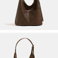 Women Crescent Hobo Bags Trendy Purses Brown - Thumbnail 1