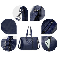 Women Genuine Leather Purses Handbags Shoulder Bag Blue - Thumbnail 2