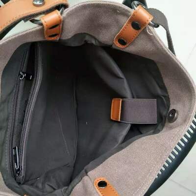 Ladies' canvas bag, large capacity ins backpack brown