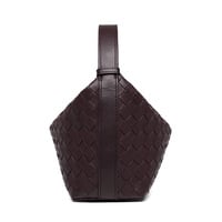 New Woven Sheepskin Lunch Bag Armpit Bag Brown - Thumbnail 1