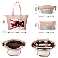 Women's New Cross Patterned Tote Bag Pink - Thumbnail 1