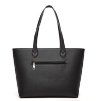 Ladies' Cross Pattern Large Capacity Tote Bag Black - Thumbnail 2