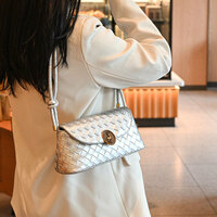 Women's Woven Shoulder Crossbody Bag Handbag Silver - Thumbnail 3