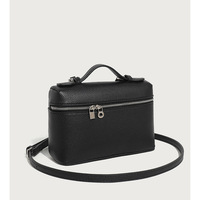 Ladies' Double Zipper Handbag Makeup Bag Black - Thumbnail 1