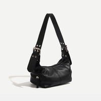 Women Crossbody Leather Handbag Black - Thumbnail 3