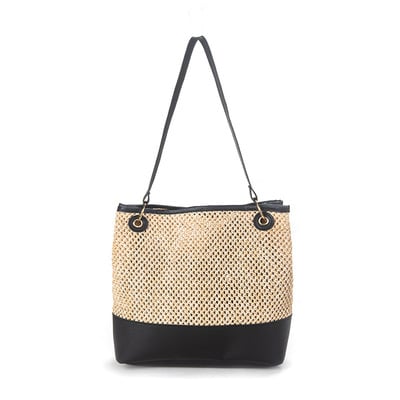Ladies' Beach Woven Bag Shoulder Bag Black