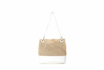 Ladies' Beach Woven Bag Shoulder Bag White