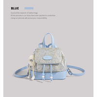 Ladies Embroidered Backpack Outdoor Backpack Blue - Thumbnail 2