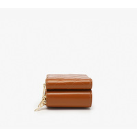 Female Retro Diagonal Cross Phone Bag Three layer Zipper Bag Small Bag Brown - Thumbnail 1