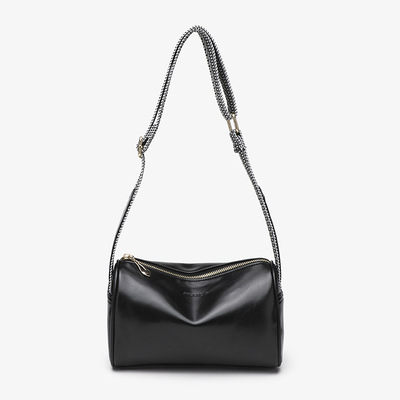 Ladies' soft leather shoulder bag black - Thumbnail 5