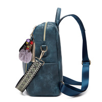 Women's Double Zipper Backpack Student Backpack Blue - Thumbnail 1