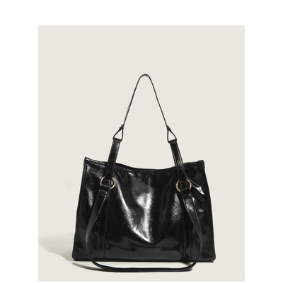 Women tote bag handbags pu leather fashion hobo shoulder bags black