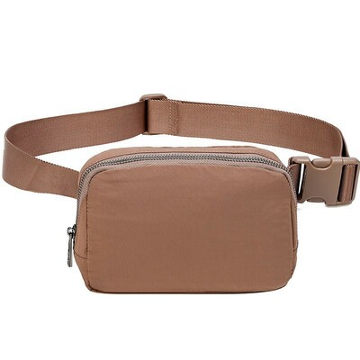 Women's crossbody bag nylon large capacity mobile phone bag running sports waist bag brown - Thumbnail 4