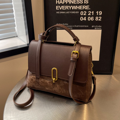 Women work tote satchel handbags shoulder bag deep brown 