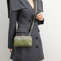 Women Horizontal Zipper Phone Bag Green - Thumbnail 1