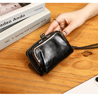Women's Clip Bag Zero Wallet Minimally Handheld Bag Black - Thumbnail 1