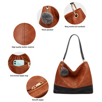 Women Hobo Bags Top Handle Satchel Shoulder Purse Bucket Handbag Multi - Thumbnail 3