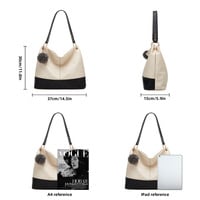 Women Hobo Bags Top Handle Satchel Shoulder Purse Bucket Handbag White - Thumbnail 1